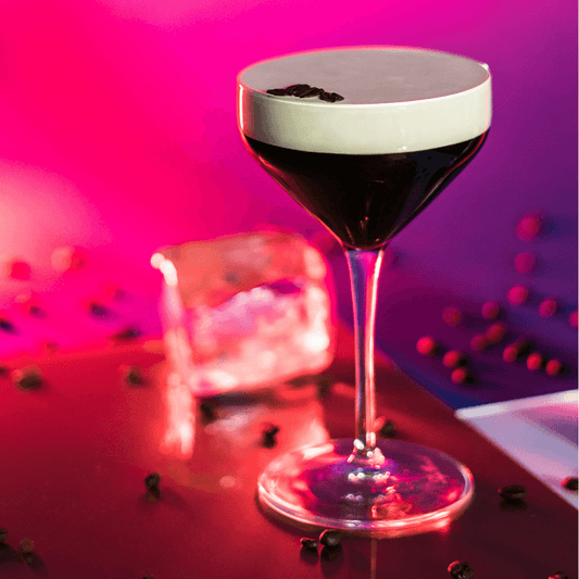 Image of an espresso martini with a very thick head of foam