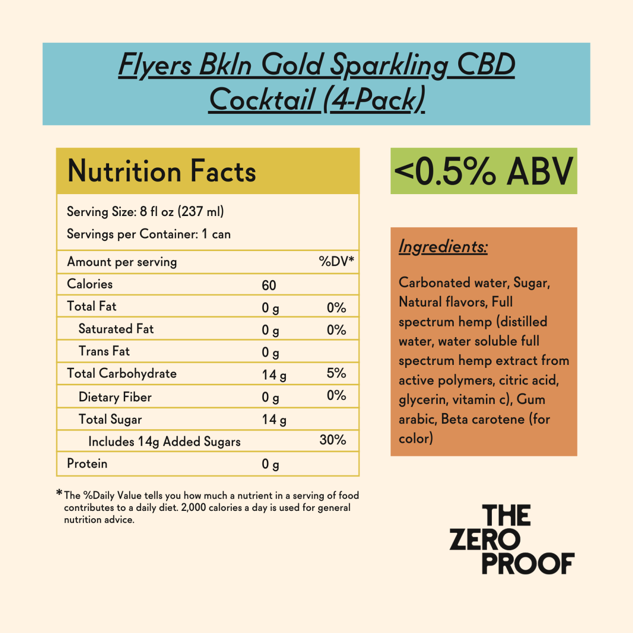 Bkln Gold Sparkling CBD Cocktail (4 - Pack) - The Zero Proof