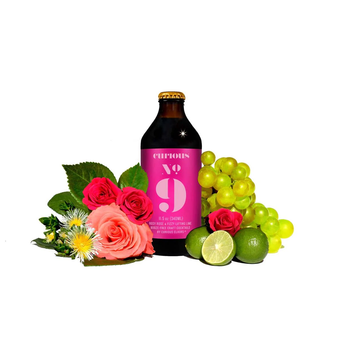Curious Elixir No. 9 - Sparkling Rosé with Key Lime - The Zero Proof