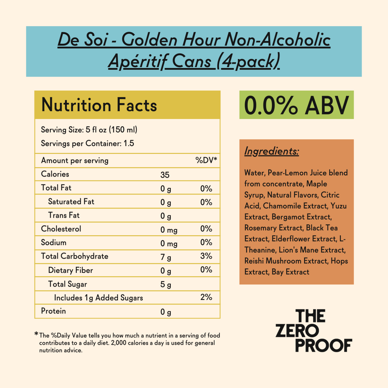 De Soi - Golden Hour Non - Alcoholic Apéritif Cans (4 - pack) - The Zero Proof