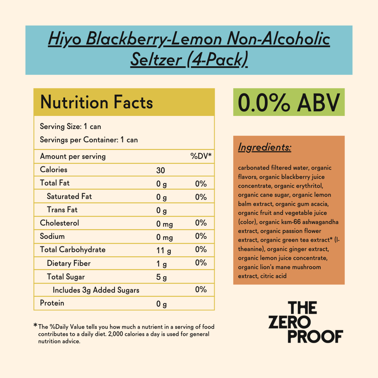 Hiyo Blackberry - Lemon Non - Alcoholic Seltzer (4 - Pack) - The Zero Proof