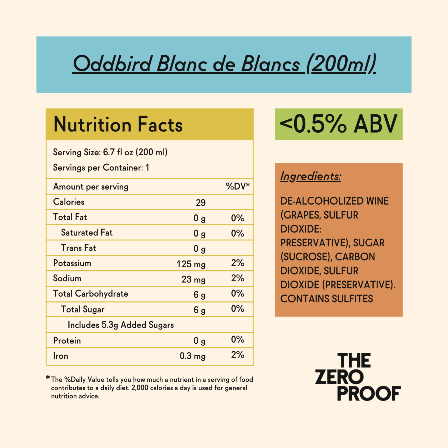 Oddbird Blanc de Blancs Non - Alcoholic Sparkling White Wine (200ml) - The Zero Proof