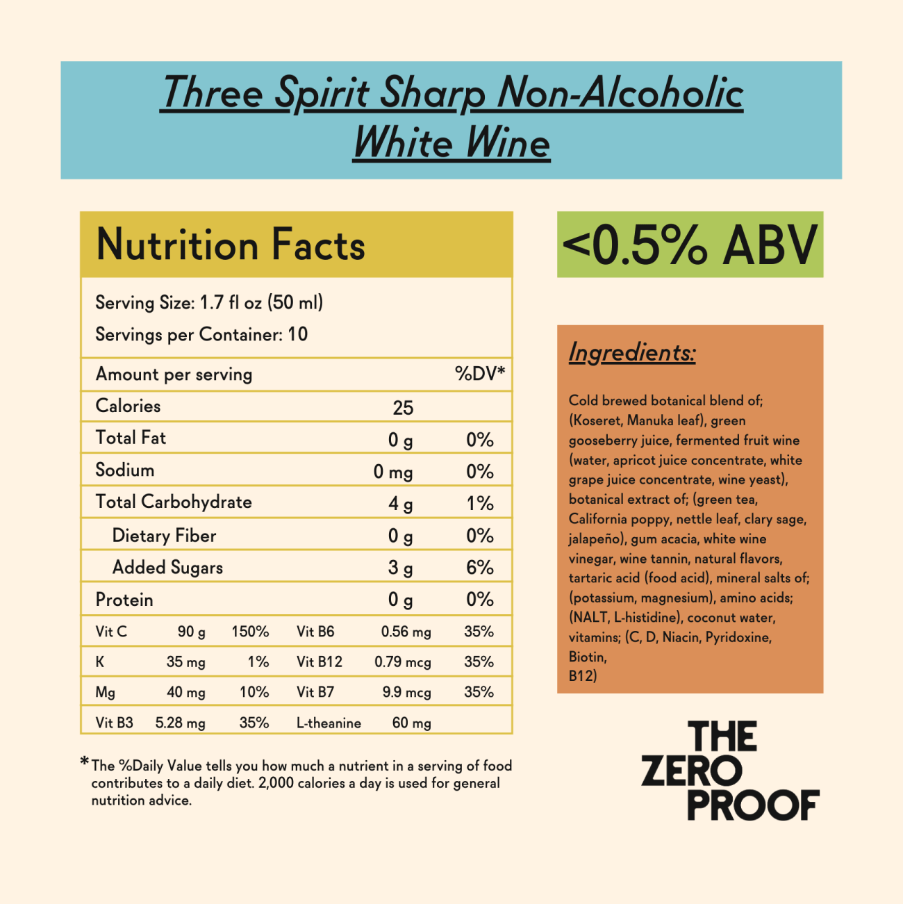 Three Spirit Sharp Non - Alcoholic White Wine - The Zero Proof