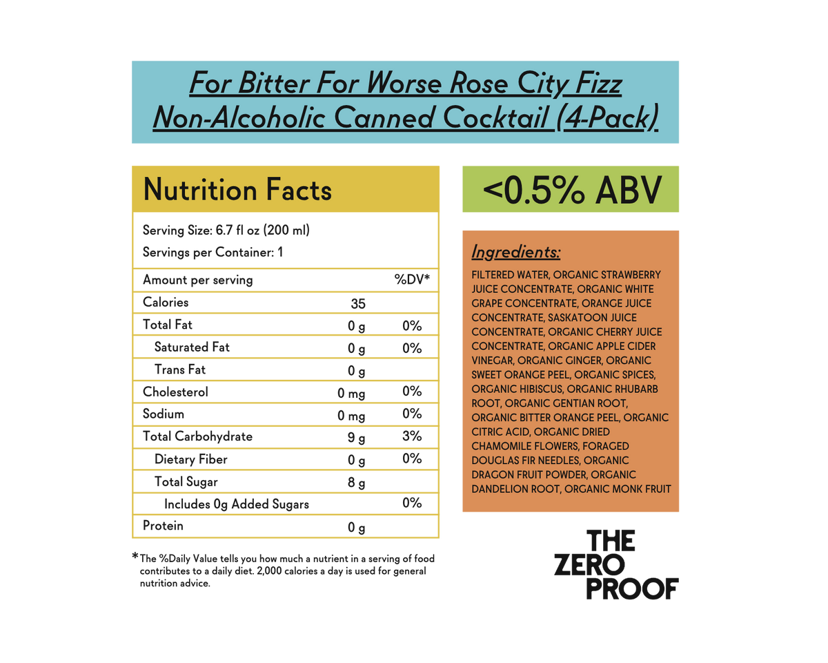 For Bitter For Worse Rose City Fizz Non-Alcoholic Cocktail (4-Pack)