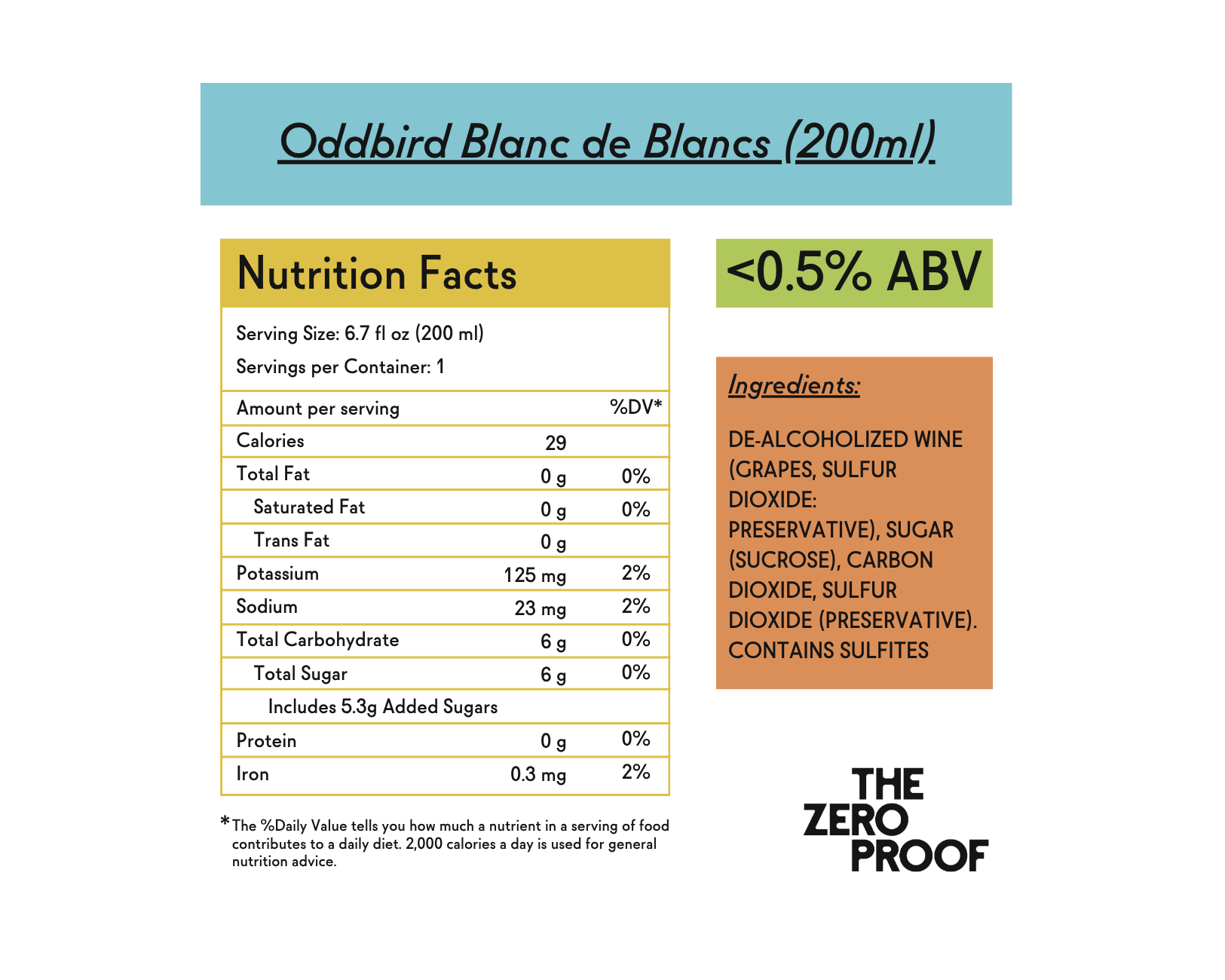 Oddbird Blanc de Blancs Non-Alcoholic Sparkling White Wine (200ml)