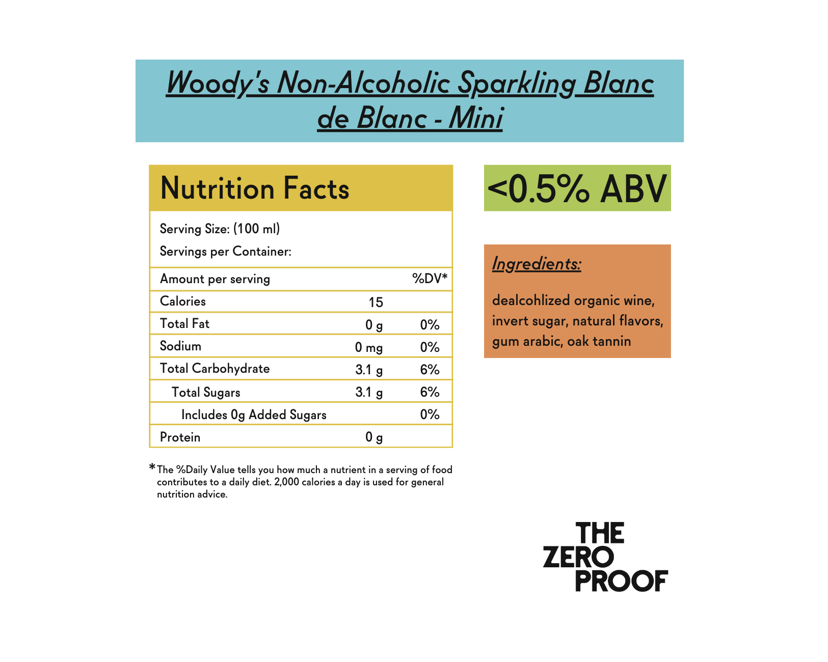 Woody's Non-Alcoholic Sparkling Blanc de Blanc - Mini