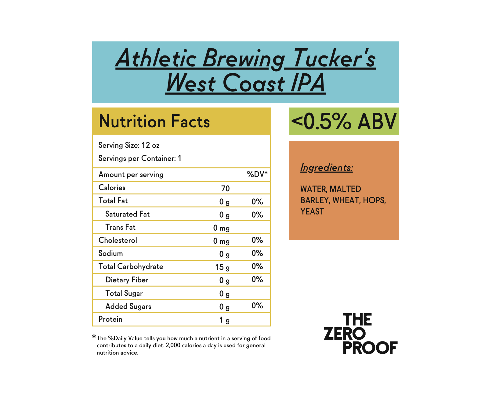 Athletic Brewing Tucker's Non - Alcoholic West Coast IPA - The Zero Proof