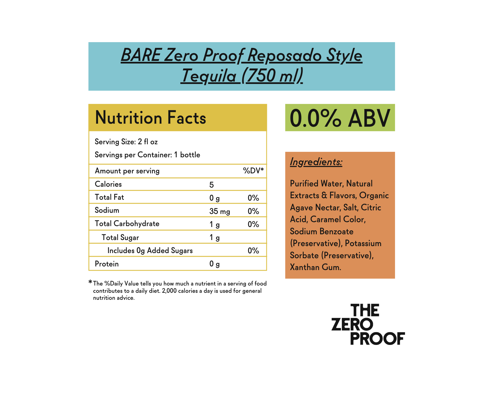 BARE Zero Proof Reposado Style Tequila (750 ml) - The Zero Proof