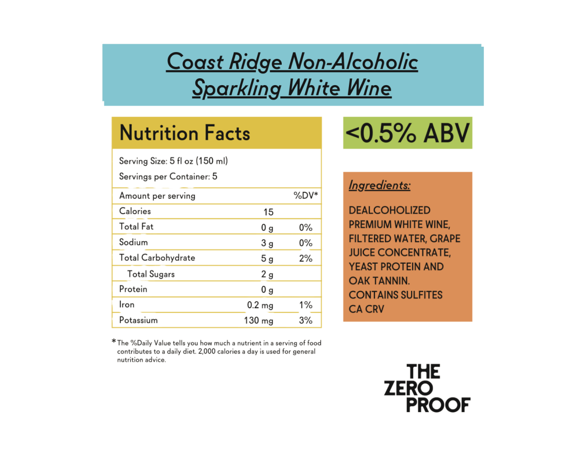 Coast Ridge Non - Alcoholic Sparkling White Wine - The Zero Proof