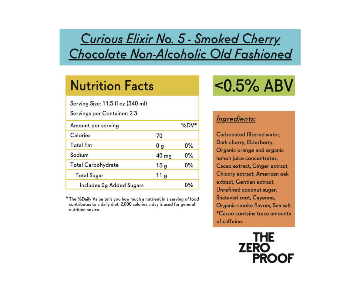 Curious Elixir No. 5 - Smoked Cherry Chocolate Non - Alcoholic Old Fashioned - The Zero Proof