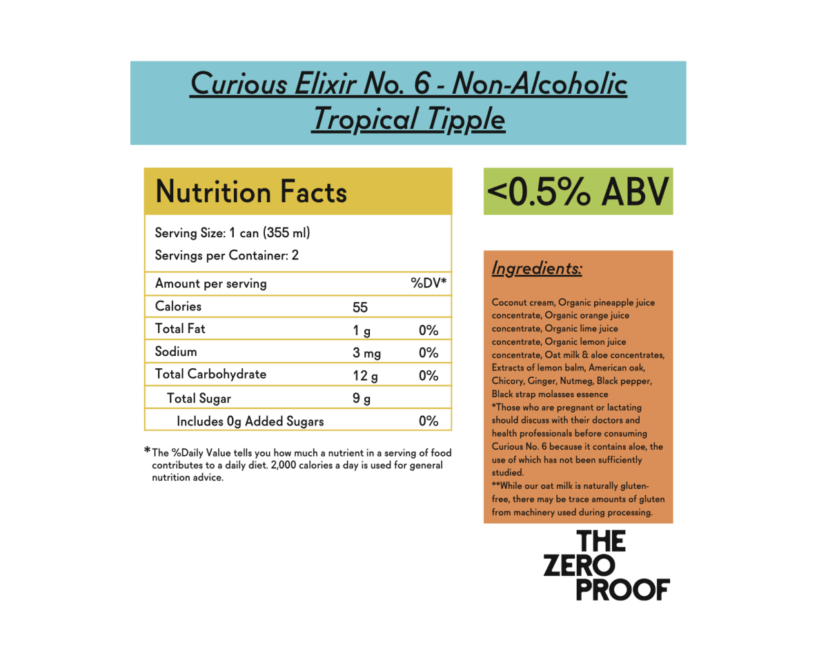 Curious Elixir No. 6 - Non - Alcoholic Tropical Tipple - The Zero Proof