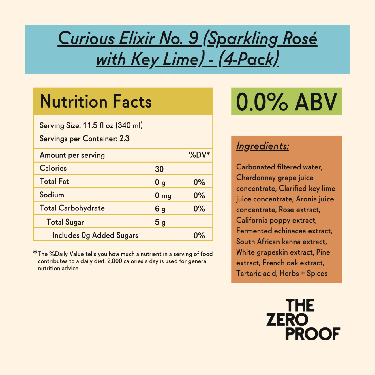 Curious Elixir No. 9 - Sparkling Rosé with Key Lime - The Zero Proof