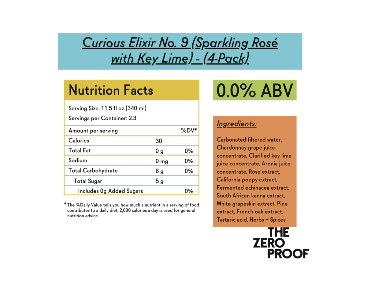 Curious Elixir No. 9 - Sparkling Rosé with Key Lime - The Zero Proof