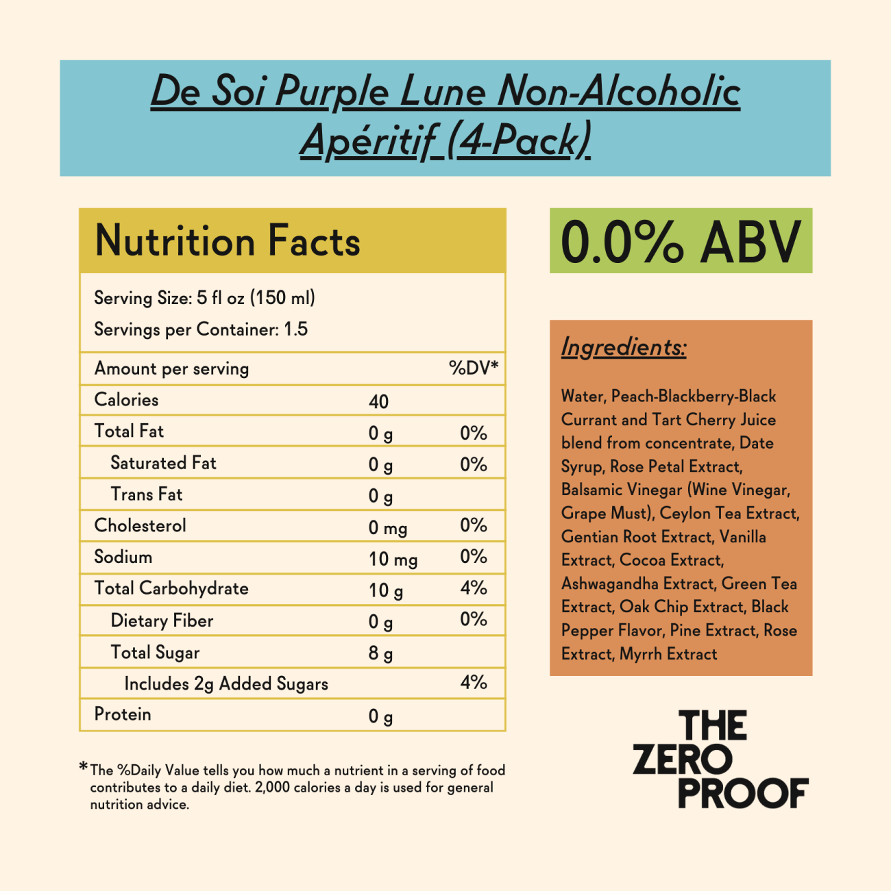 De Soi Purple Lune Non - Alcoholic Apéritif (4 - Pack) - The Zero Proof