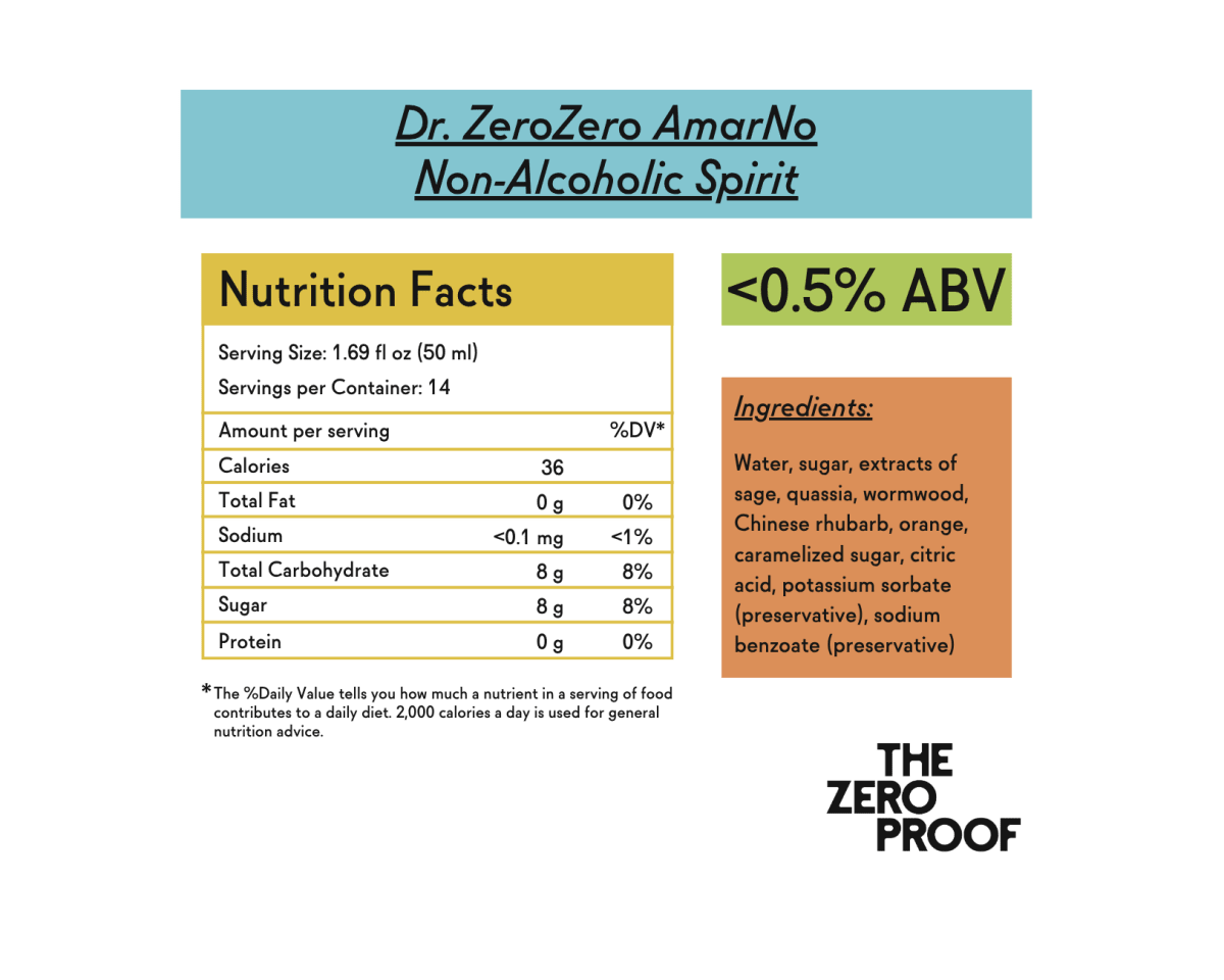 Dr. ZeroZero AmarNo Non - Alcoholic Botanical Spirit - The Zero Proof