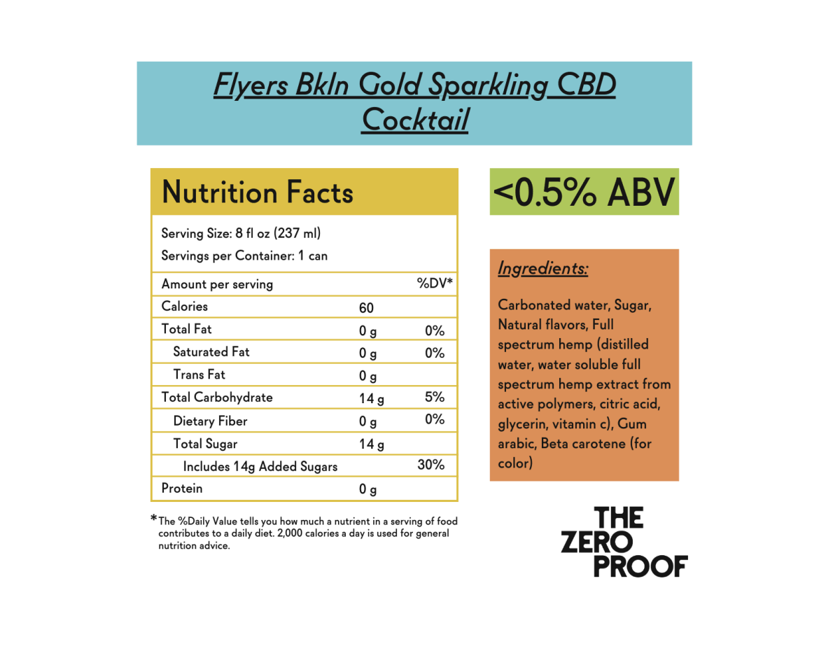 Flyers Bkln Gold Sparkling CBD Cocktail - The Zero Proof