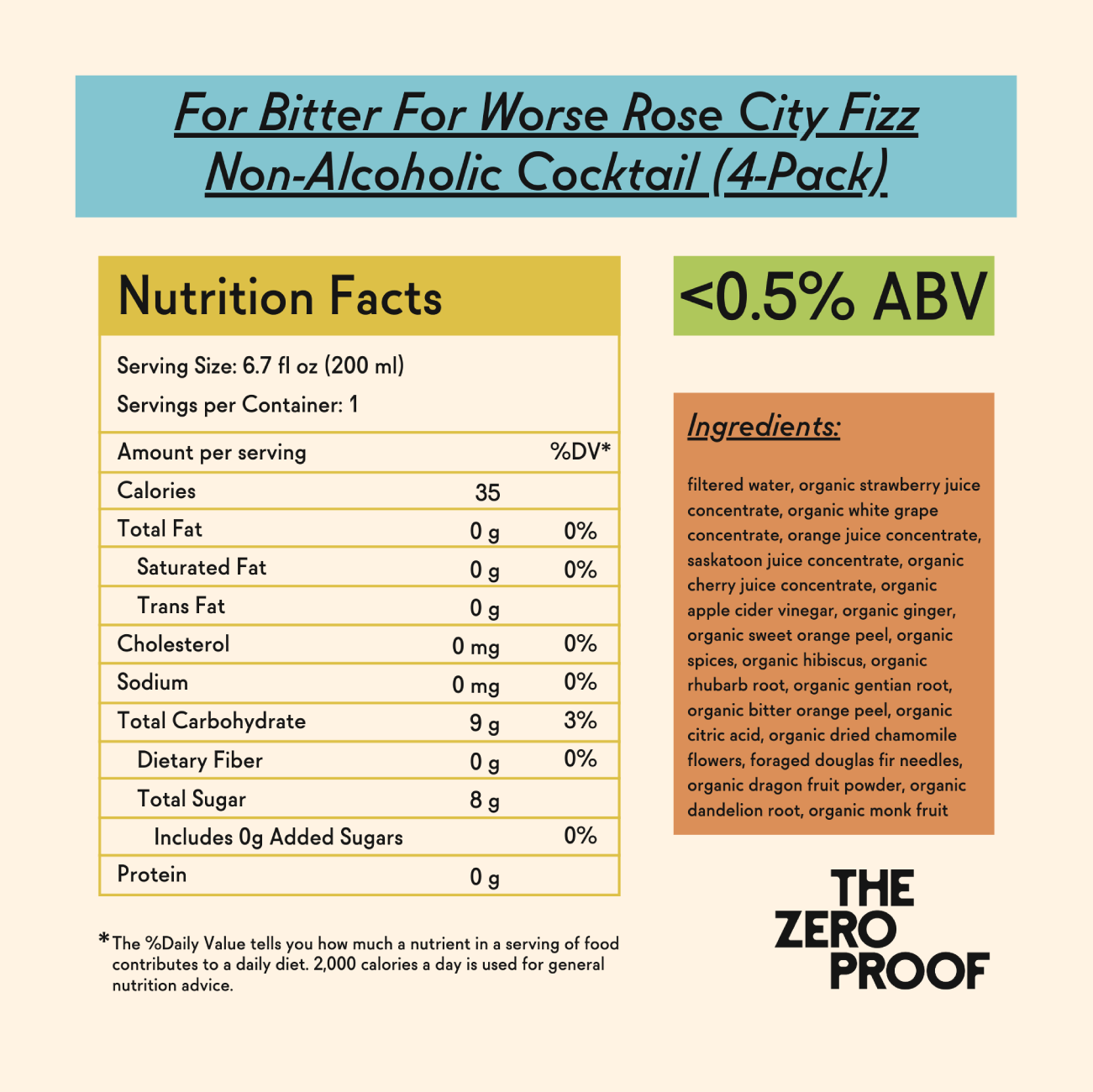 For Bitter For Worse Rose City Fizz Non - Alcoholic Cocktail (4 - Pack) - The Zero Proof