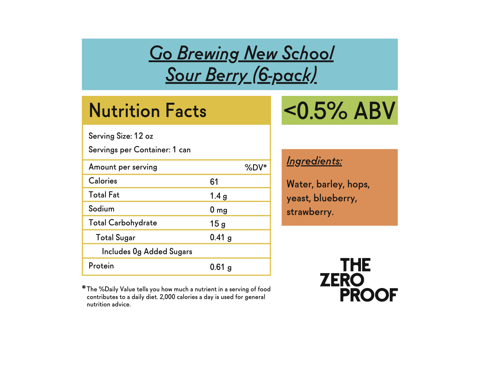 Go Brewing New School Sour Berry Non - Alcoholic Beer - The Zero Proof