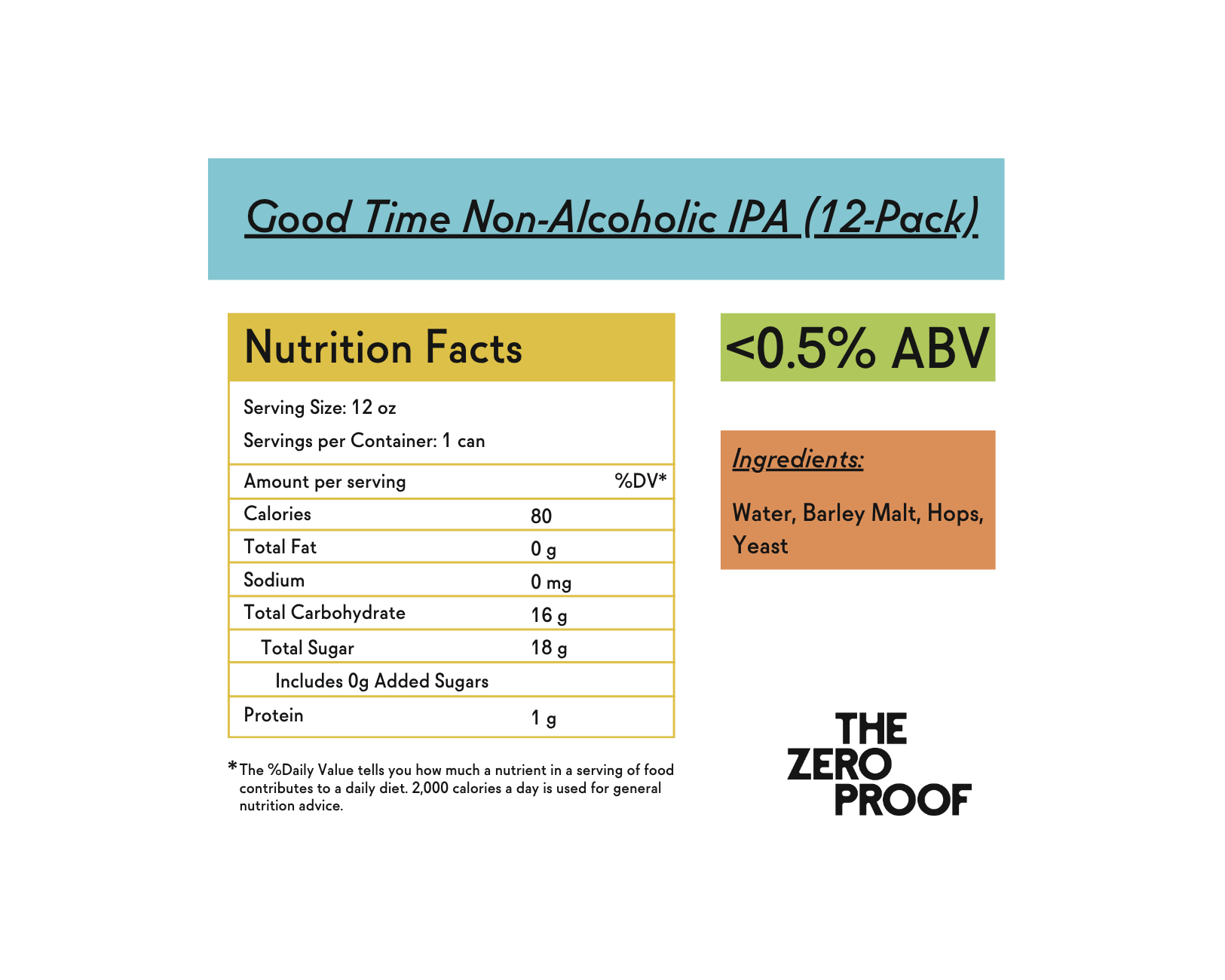 Good Time Non - Alcoholic IPA - The Zero Proof