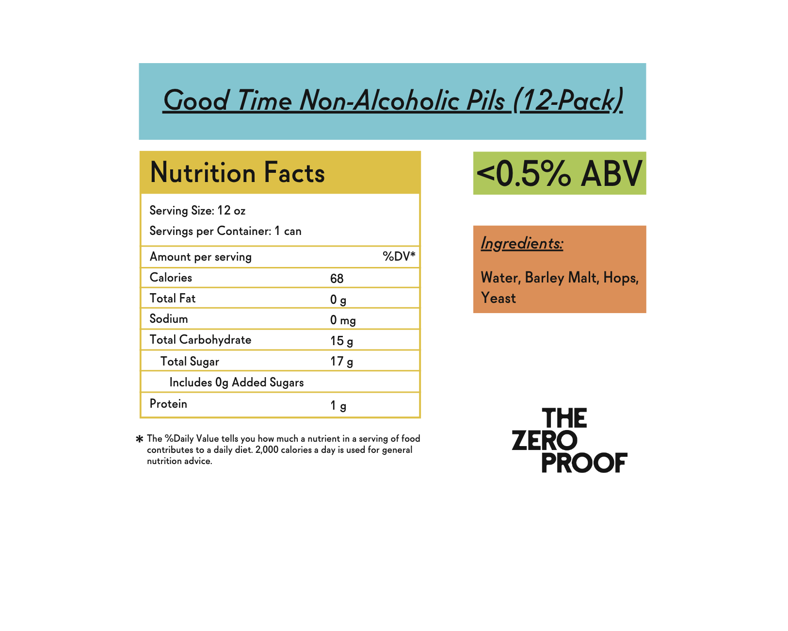 Good Time Non - Alcoholic Pils (12 - Pack) - The Zero Proof