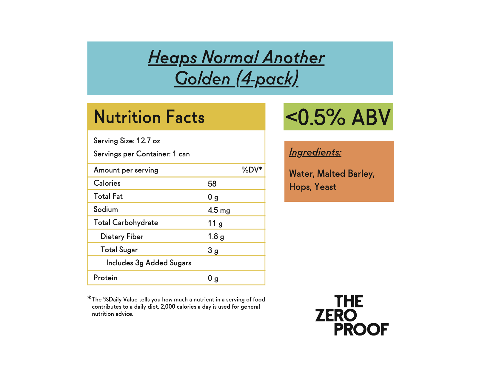 Heaps Normal Another Golden Lager Non - Alcoholic Beer - The Zero Proof