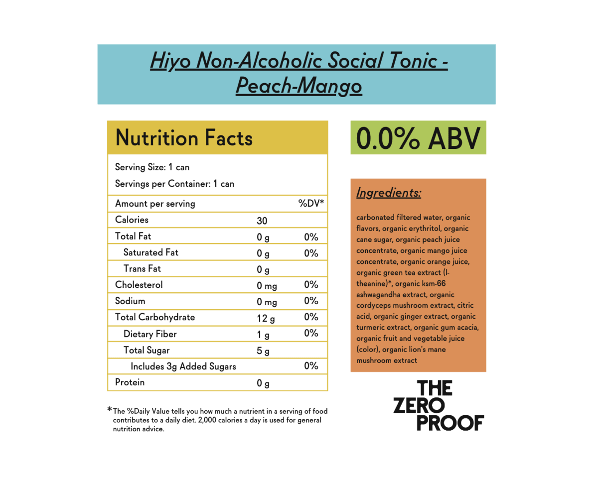 Hiyo Non - Alcoholic Social Tonic - Peach - Mango - The Zero Proof