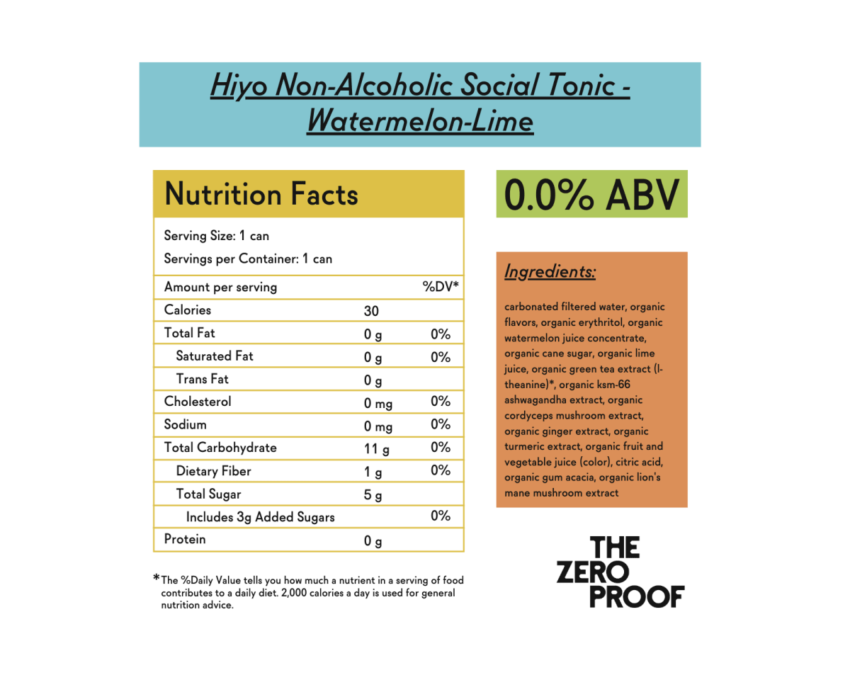 Hiyo Non - Alcoholic Social Tonic - Watermelon - Lime - The Zero Proof