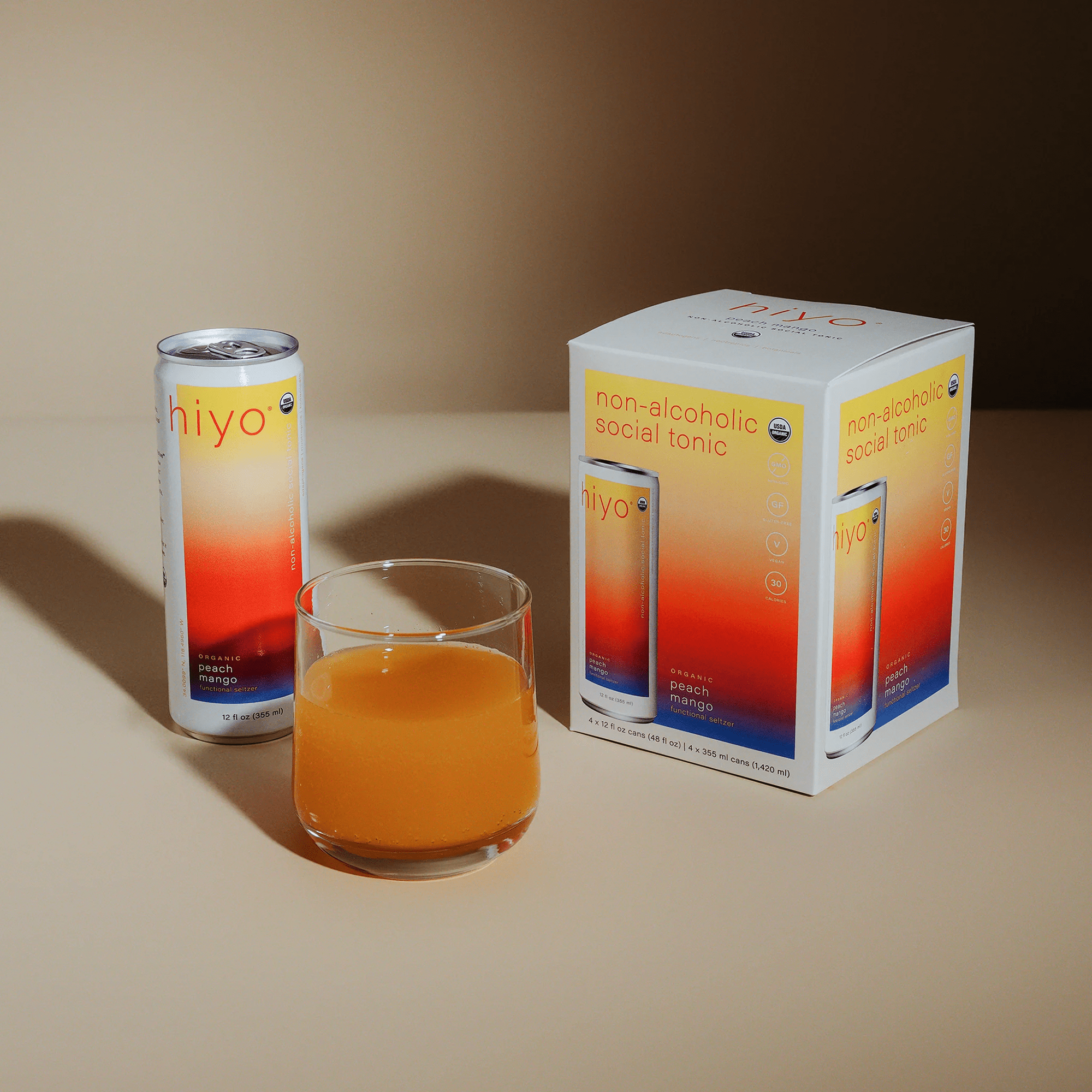 Hiyo Peach - Mango Non - Alcoholic Social Tonic (4 - pack) - The Zero Proof