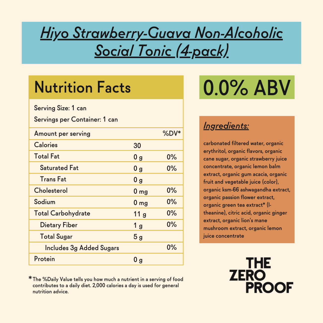 Hiyo Strawberry - Guava Non - Alcoholic Social Tonic (4 - pack) - The Zero Proof