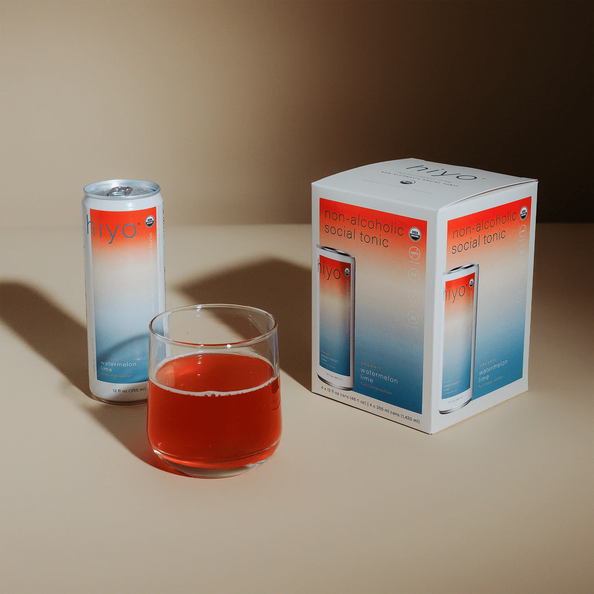 Hiyo Watermelon - Lime Non - Alcoholic Social Tonic (4 - pack) - The Zero Proof
