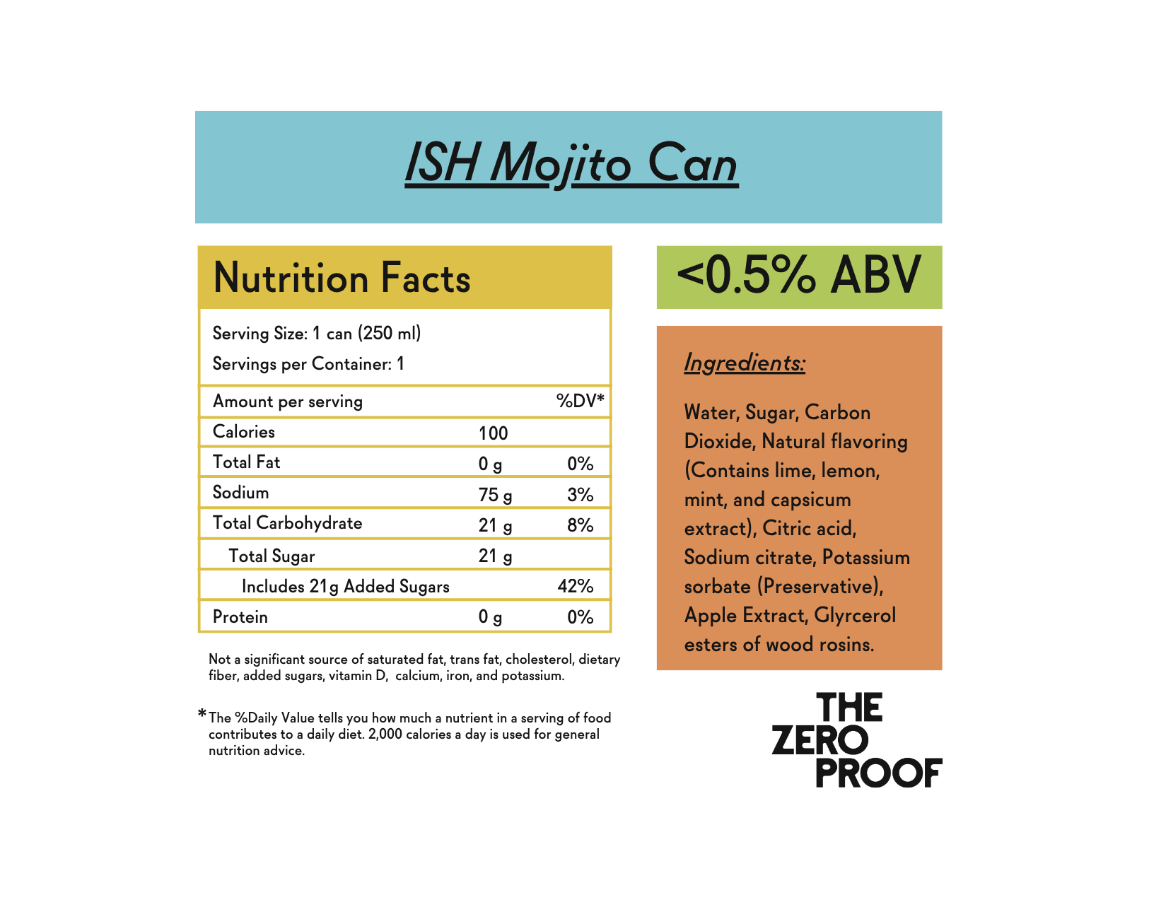 ISH Mojito Non - Alcoholic Cocktail - The Zero Proof