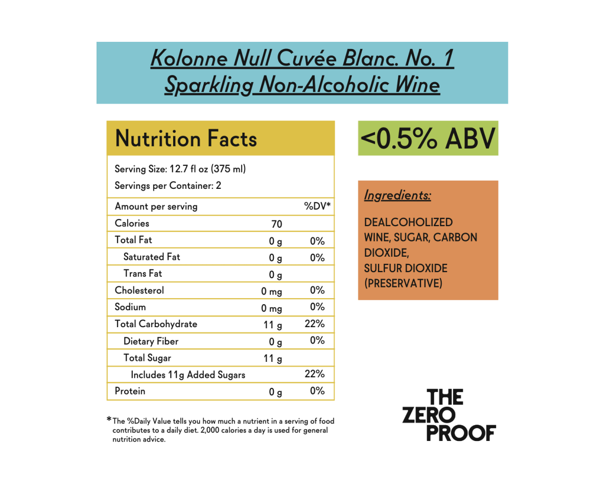 Kolonne Null Cuvée Blanc. No. 1 Sparkling Non - Alcoholic Wine - The Zero Proof