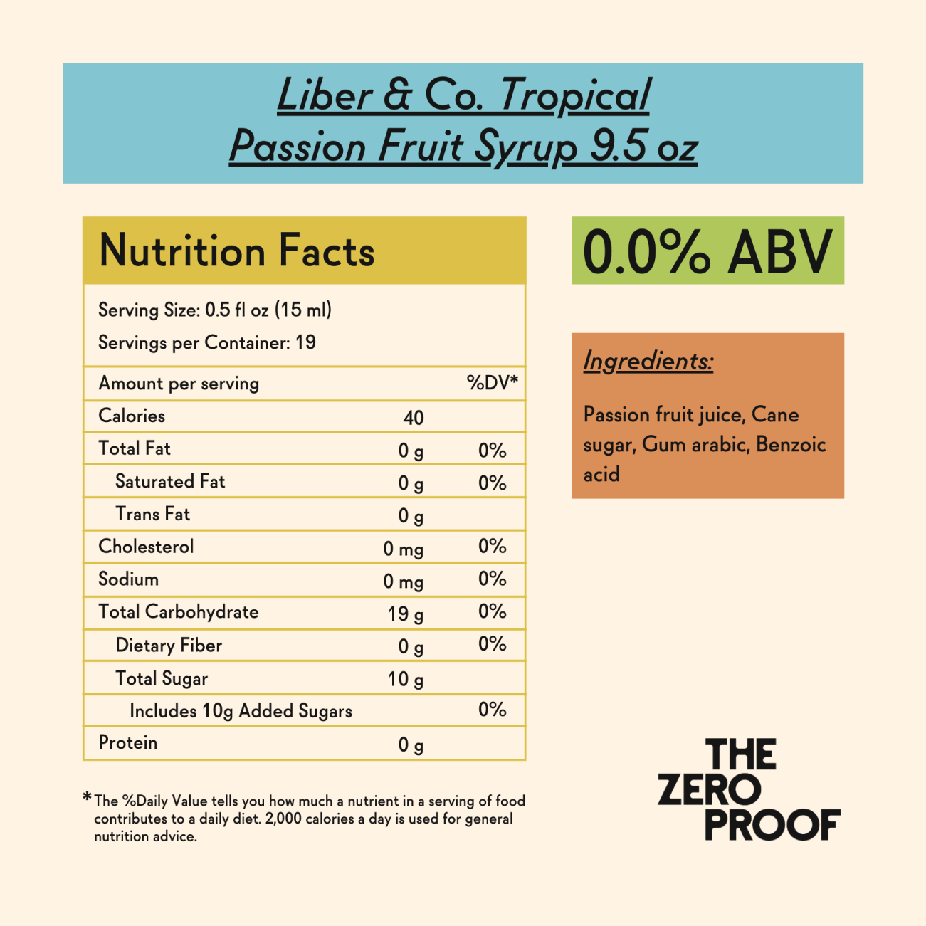 Liber & Co. Tropical Passion Fruit Syrup - 375 mL - The Zero Proof