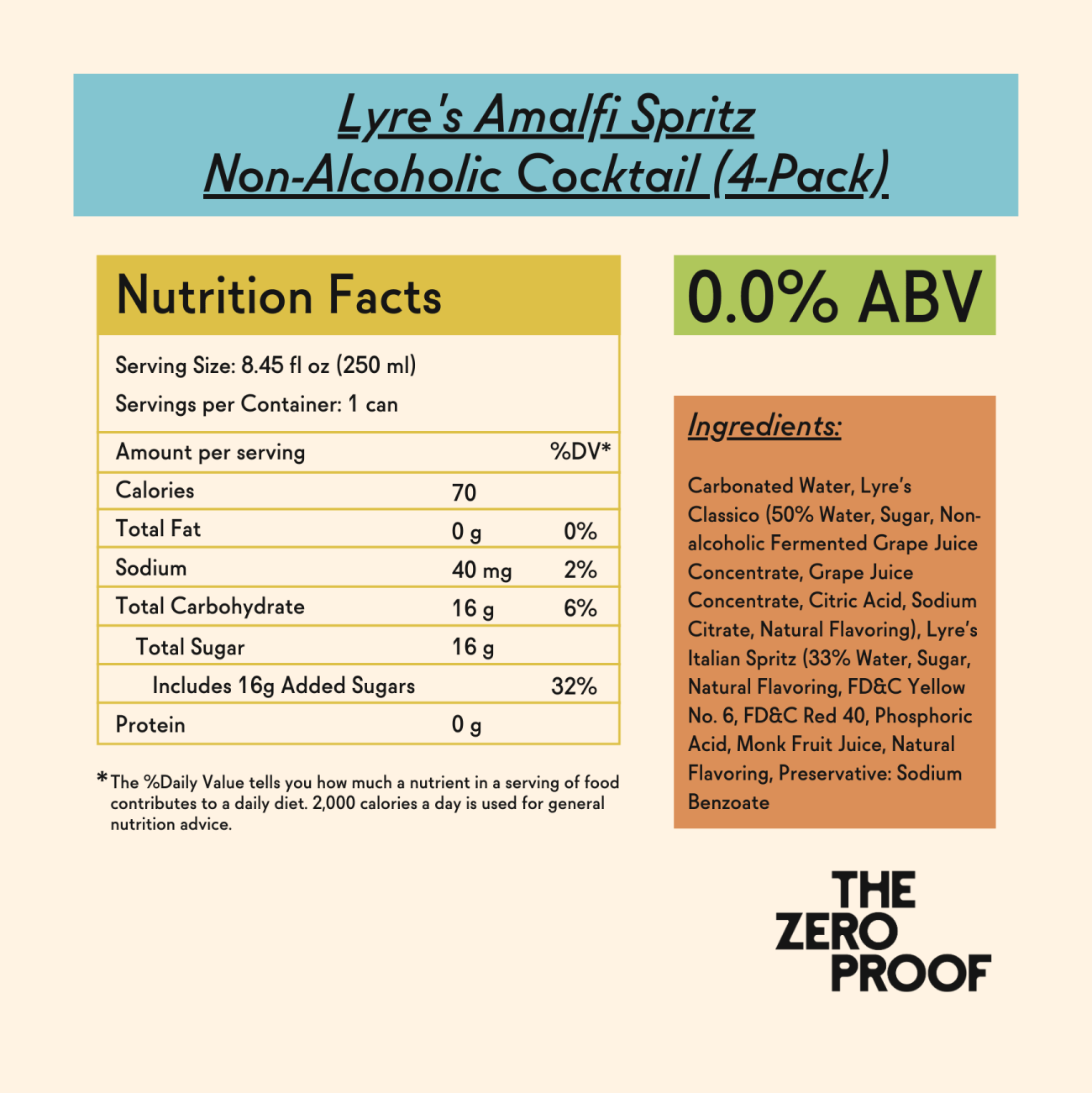 Lyre's Amalfi Spritz Non - Alcoholic Cocktail (4 - Pack) - The Zero Proof