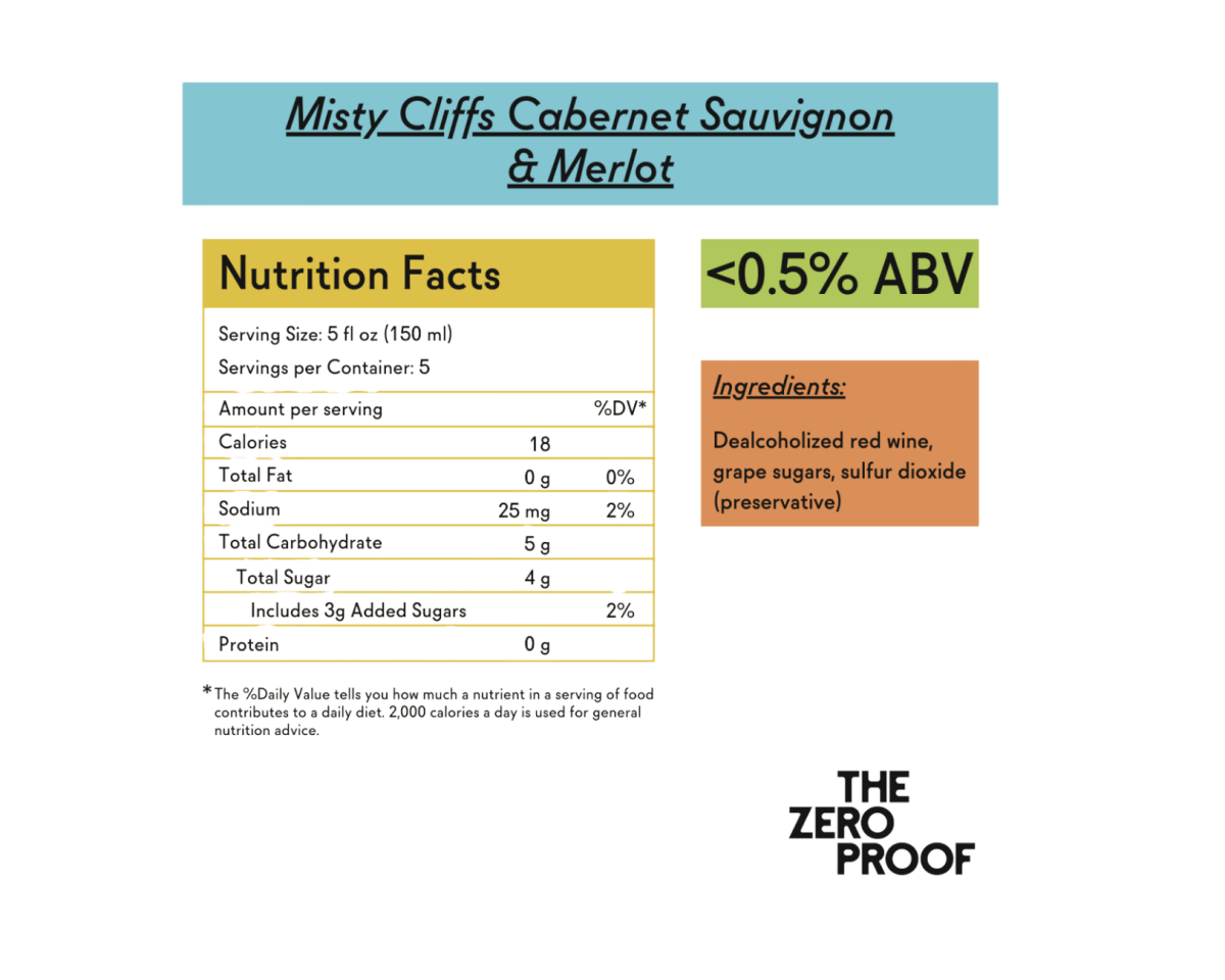 Misty Cliffs Non - Alcoholic Cabernet Sauvignon - Merlot Blend - The Zero Proof