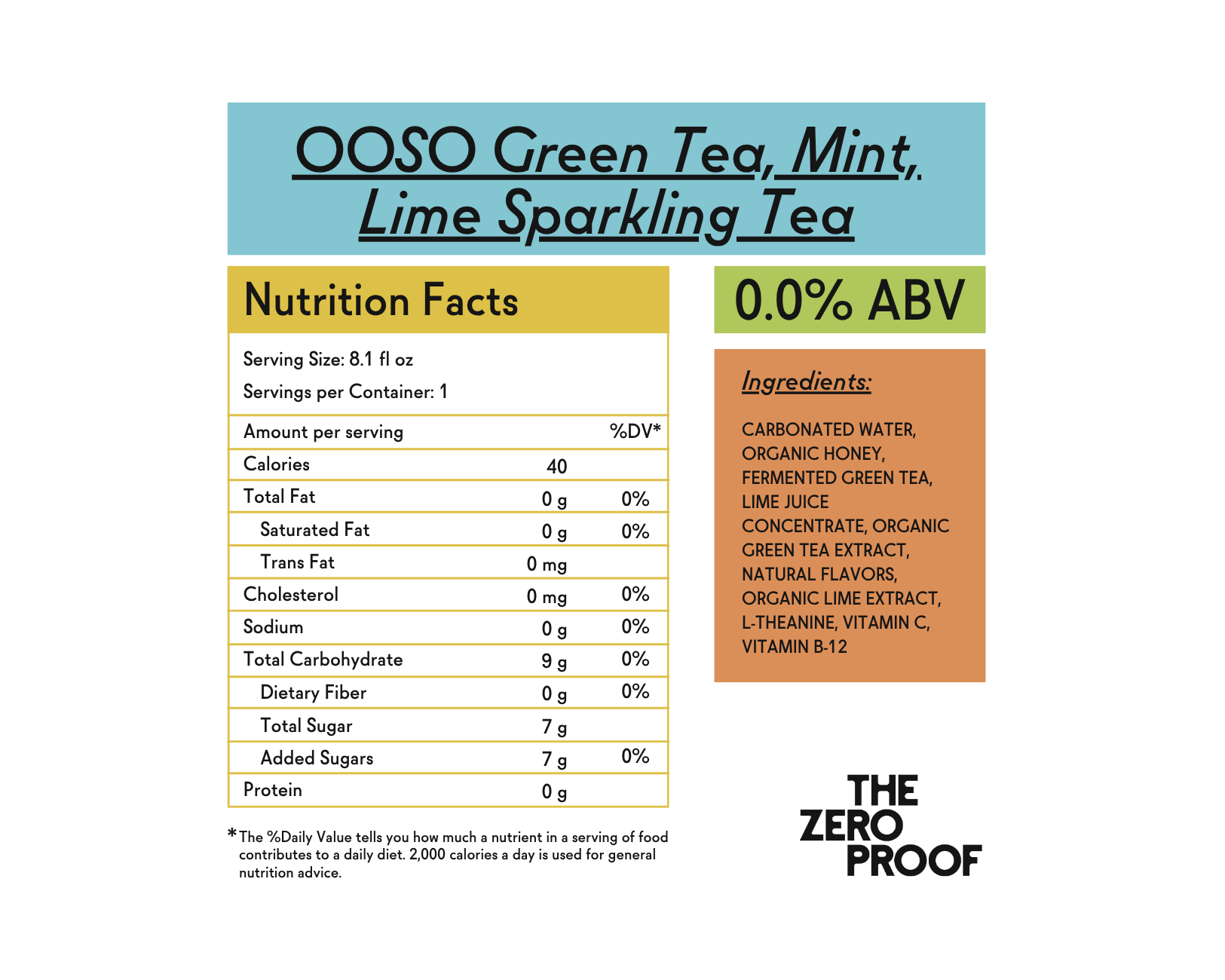 OOSO Green Tea Mint Lime Non - Alcoholic Sparkling Tea - The Zero Proof