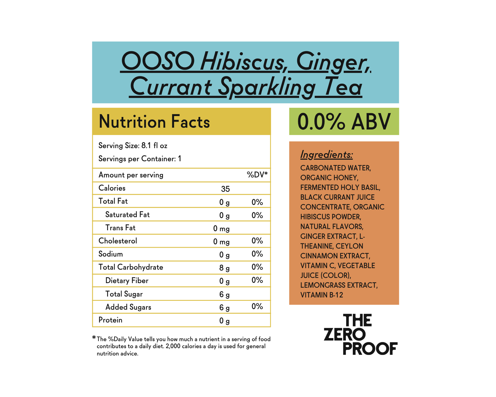 OOSO Hibiscus Ginger Currant Non - Alcoholic Sparkling Tea - The Zero Proof