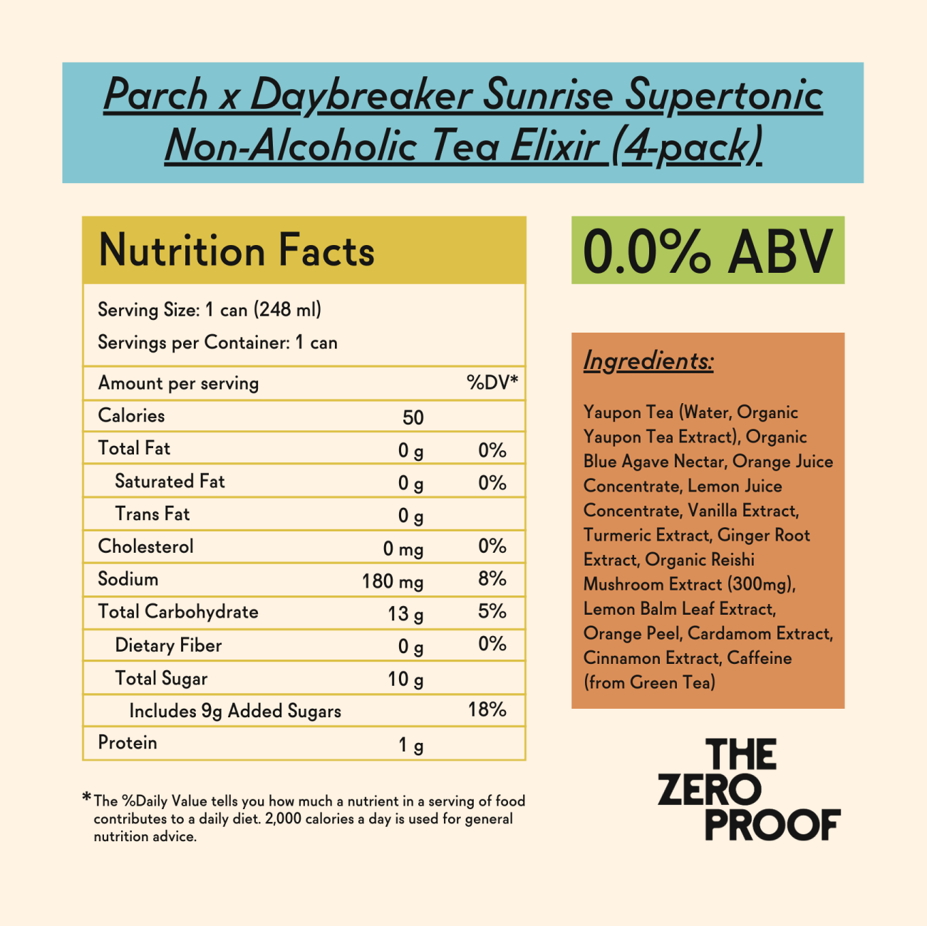 Parch x Daybreaker Sunrise Supertonic Non - Alcoholic Tea Elixir (4 - pack) - The Zero Proof