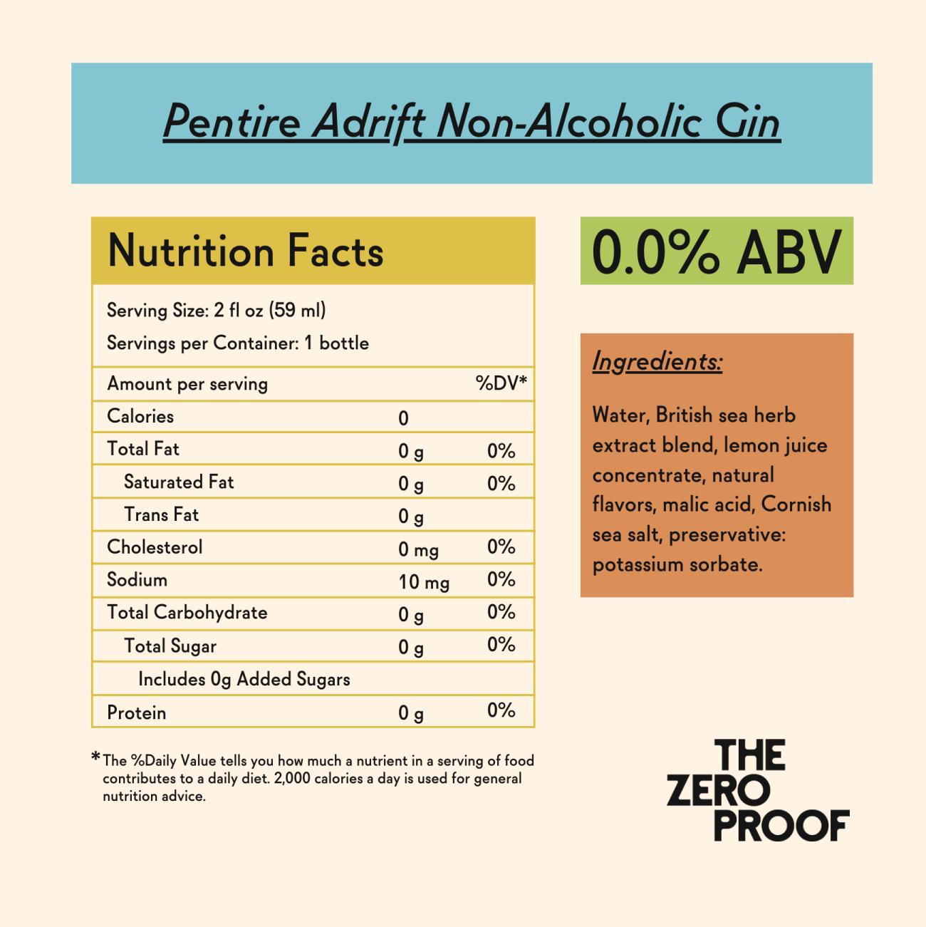 Pentire Adrift Non - Alcoholic Gin - The Zero Proof