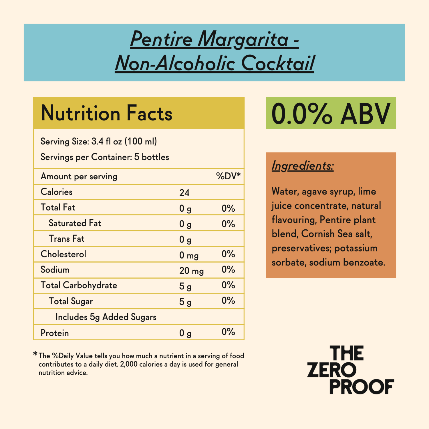 Pentire Margarita - Non - Alcoholic Cocktail - The Zero Proof