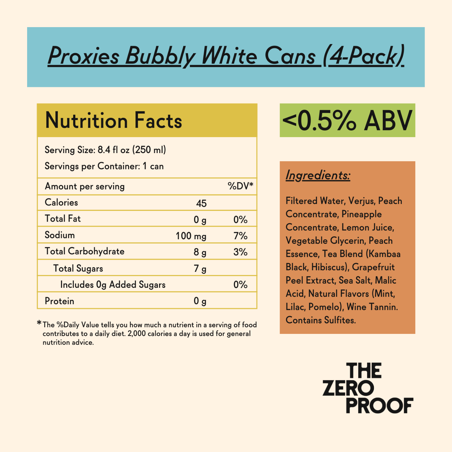Proxies Bubbly White Cans (4 - Pack) - The Zero Proof