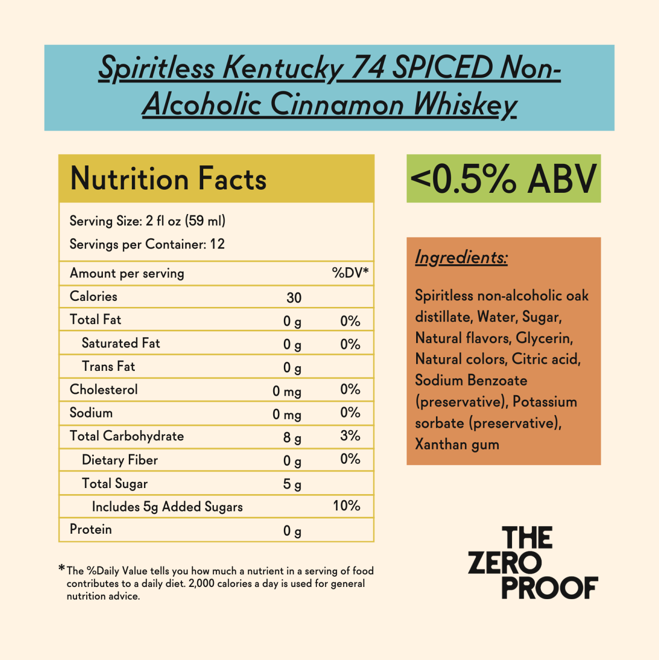 Spiritless Kentucky 74 SPICED Non - Alcoholic Cinnamon Whiskey - The Zero Proof