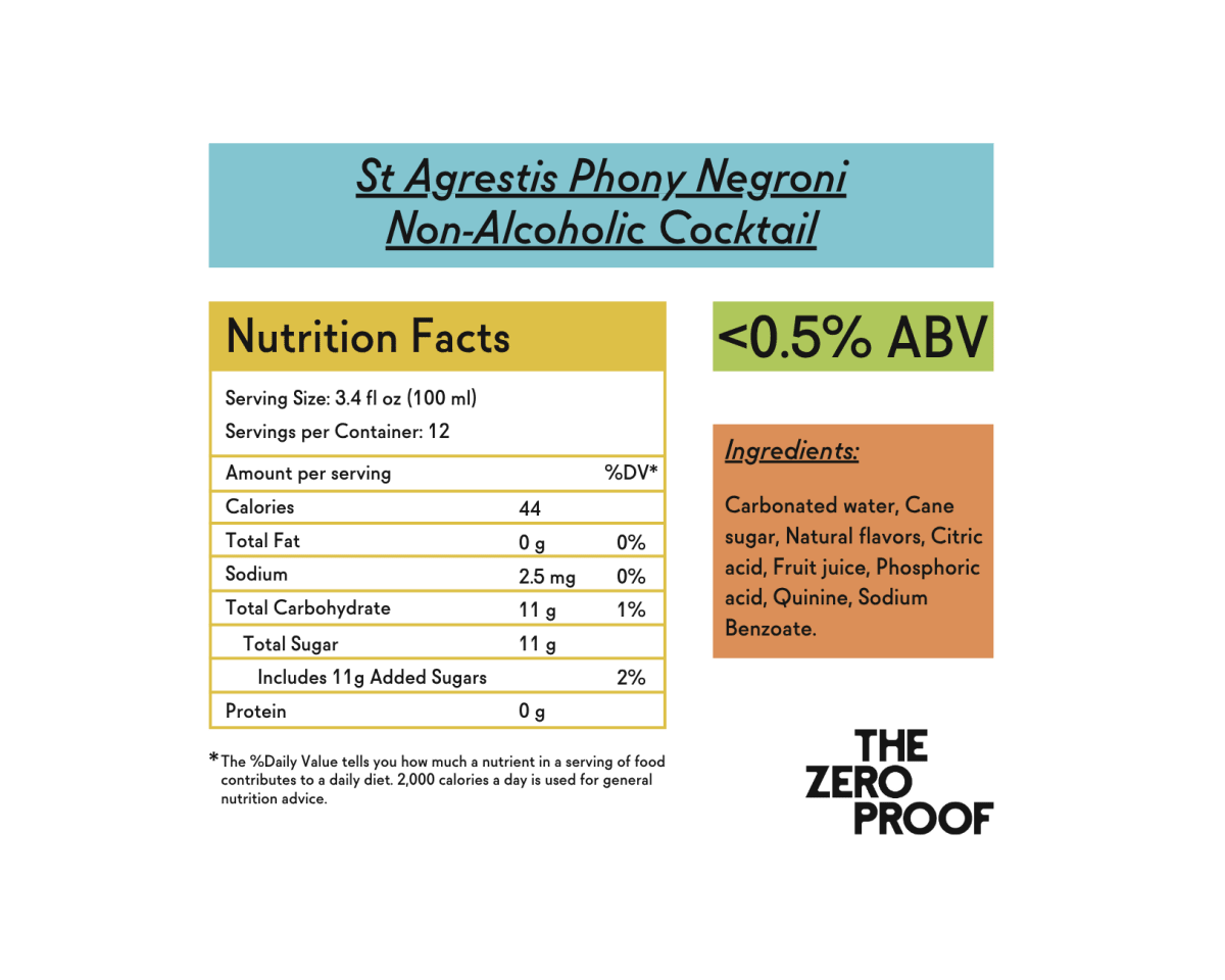 St Agrestis Phony Negroni Non - Alcoholic Cocktail - The Zero Proof