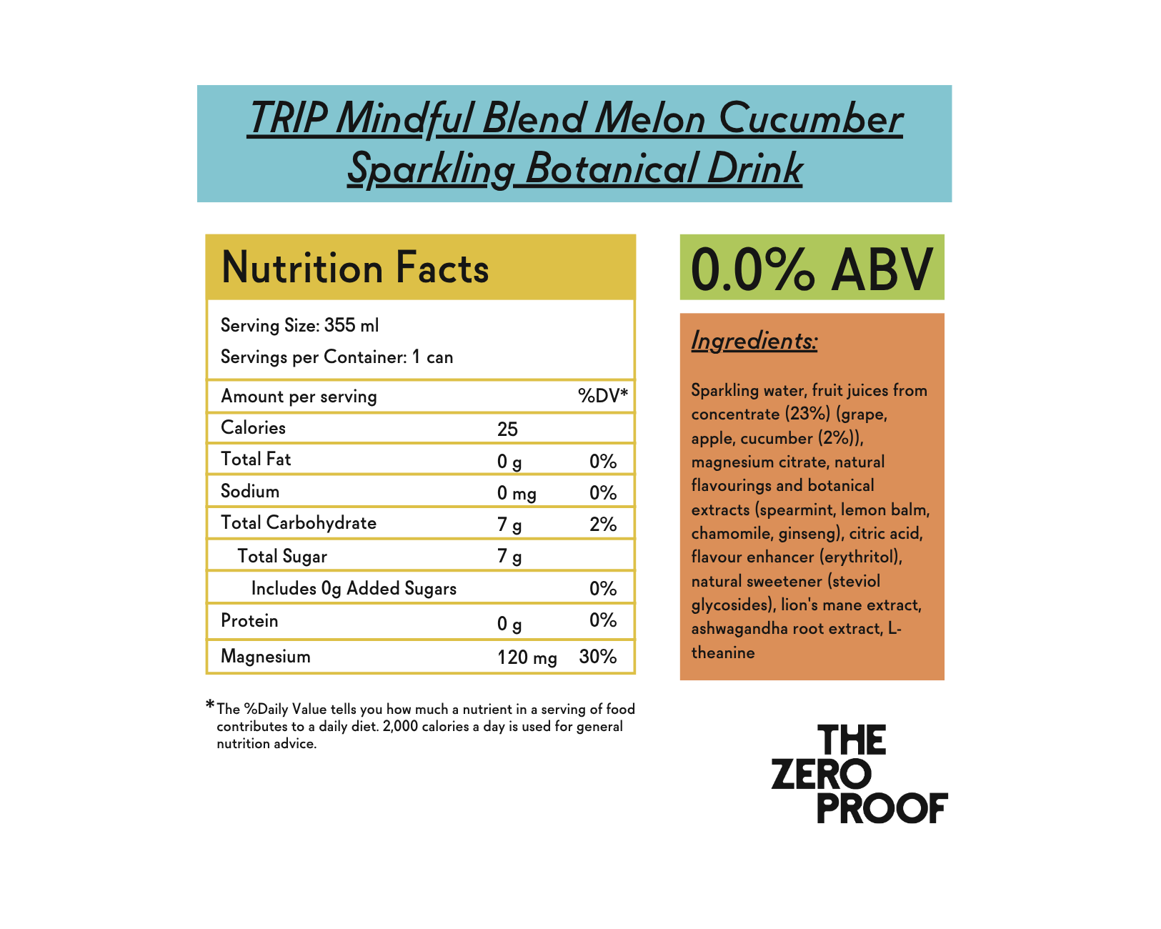 TRIP Mindful Blend Melon Cucumber Sparkling Botanical Drink - The Zero Proof