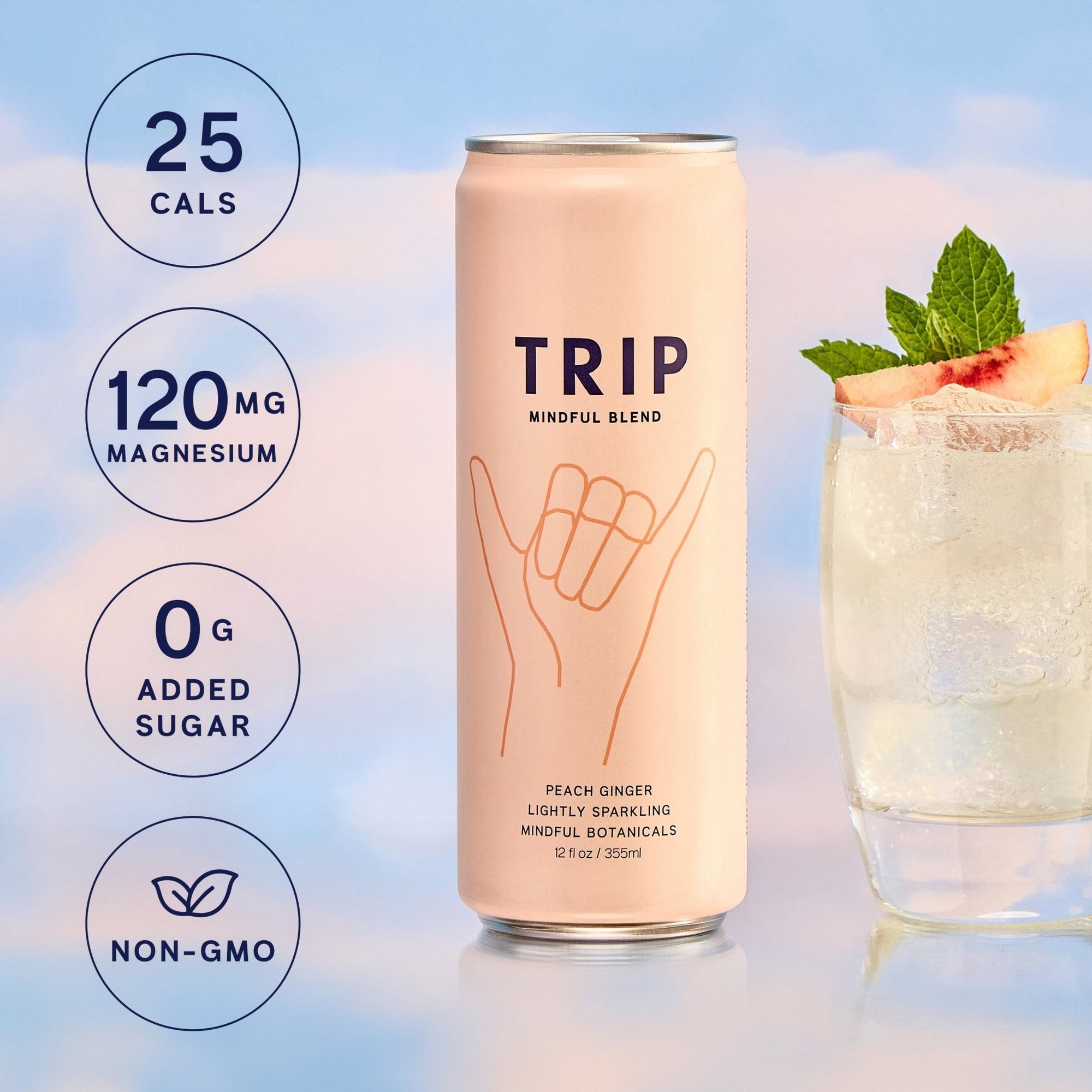 TRIP Mindful Blend Non - Alcoholic Cocktail - Peach Ginger - The Zero Proof