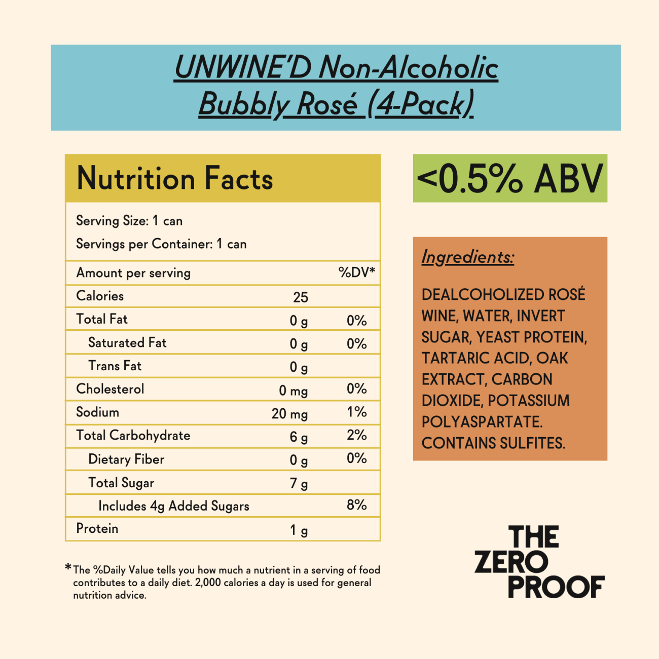 UNWINE’D Non - Alcoholic Bubbly Rosé (4 - Pack) - The Zero Proof