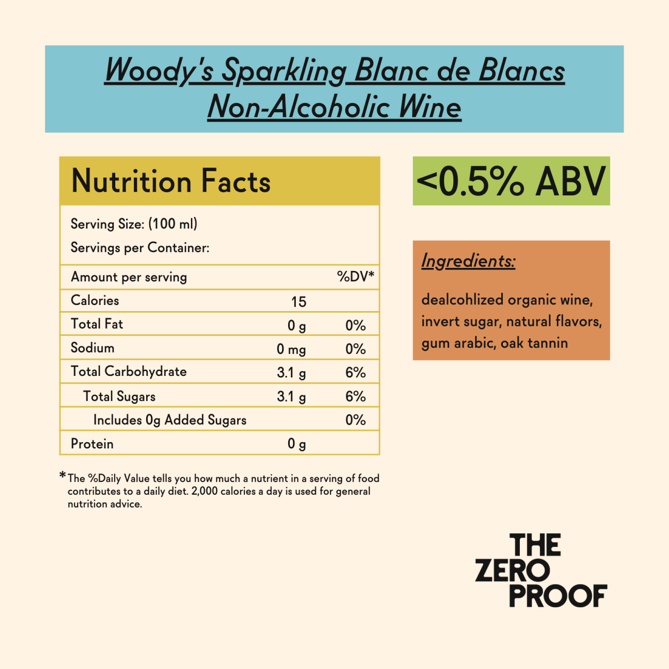 Woody's Sparkling Blanc de Blancs Non - Alcoholic Wine - The Zero Proof