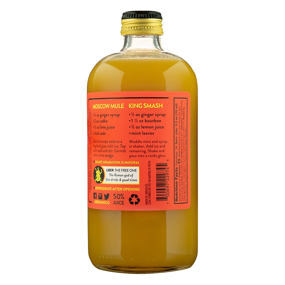 Liber & Co. Fiery Ginger Syrup 9.5 oz - zero-proof-shop